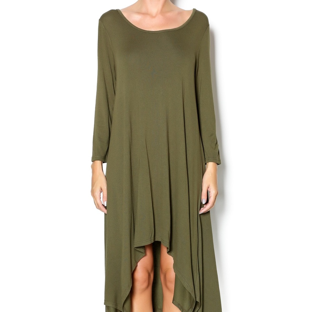 Olive Draped Dress